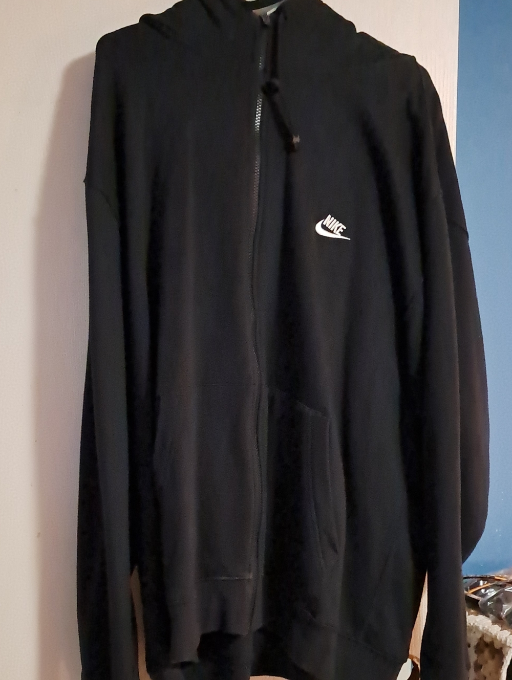 Nike Black Full-Zip Hoodie with White Swoosh
